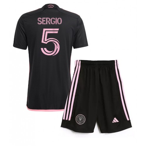 Fotbalové Dres Inter Miami Sergio Busquets #5 Dětské Venkovní 2024-25 Krátký Rukáv (+ trenýrky)